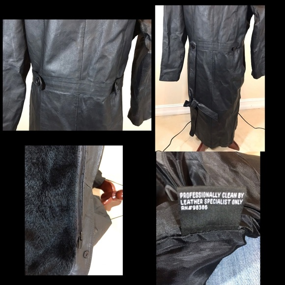 Leather Trench Coat Size Large runs small - Picture 1 of 3